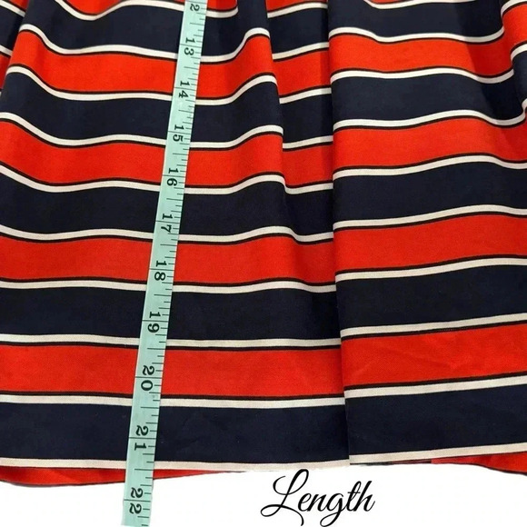 J. CREW 100% Silk Skirt A Line Pleated Retro Style Navy Red Stripe Pleats Sz 2 - Picture 10 of 13